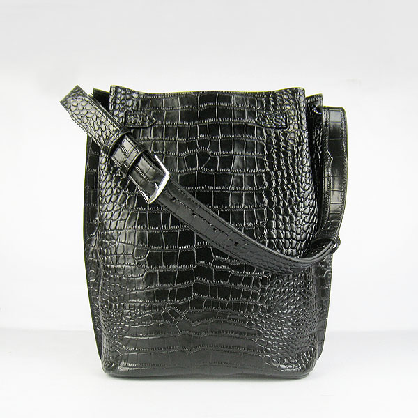 Replica Hermes Jypsiere 34 Togo Crocodile Leather Messenger Bag Black H2804 - 1:1 Copy